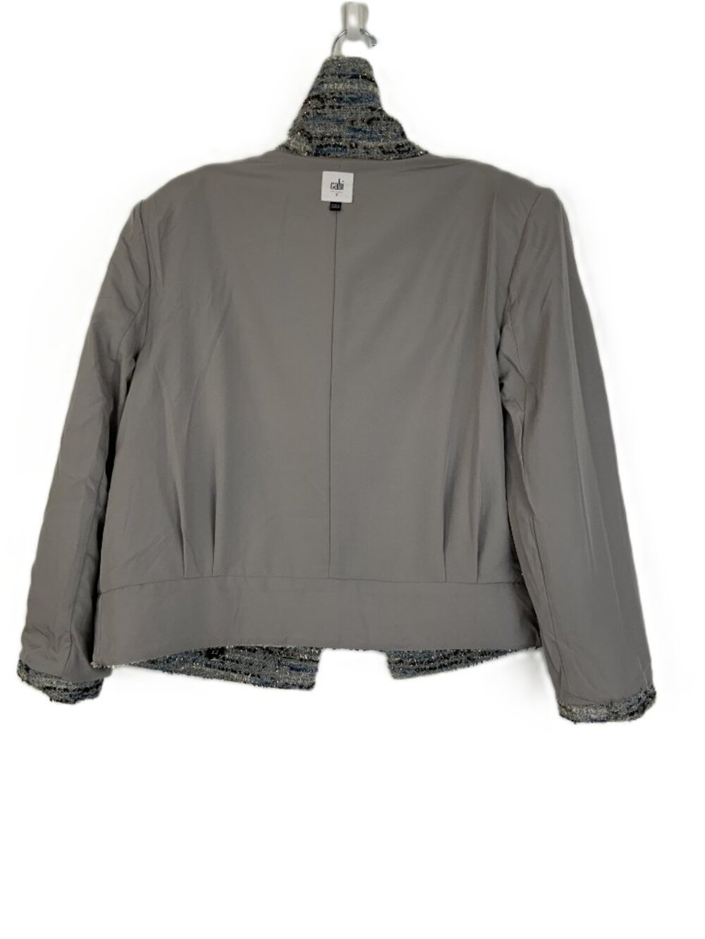 CABI Radiance Cropped Jacket Gray/ Blue Tweed with Silver Sz S - Picture 12 of 16